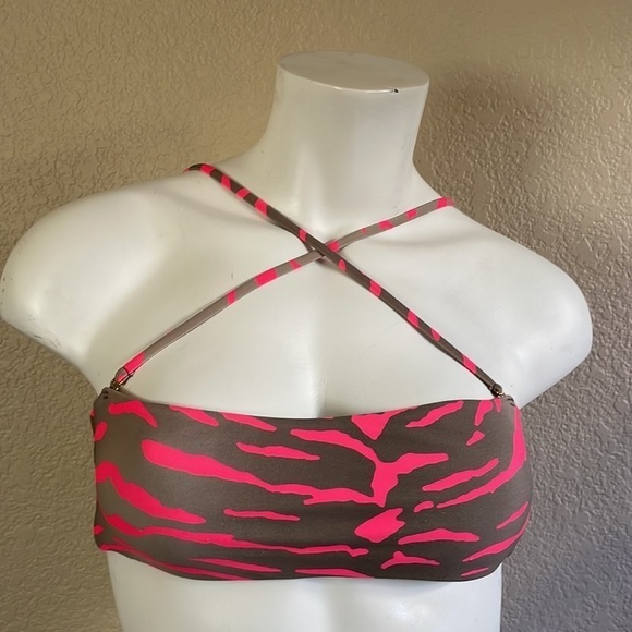 Beach Bunny Bikini Top Hot Tiger BB Tiger Striped Bikini Hot Pink & Nude RARE - Picture 8 of 16